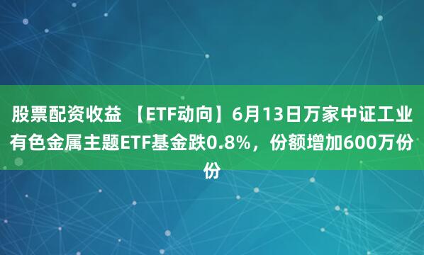 股票配资收益 【ETF动向】6月13日万家中证工业有色金属主题ETF基金跌0.8%，份额增加600万份